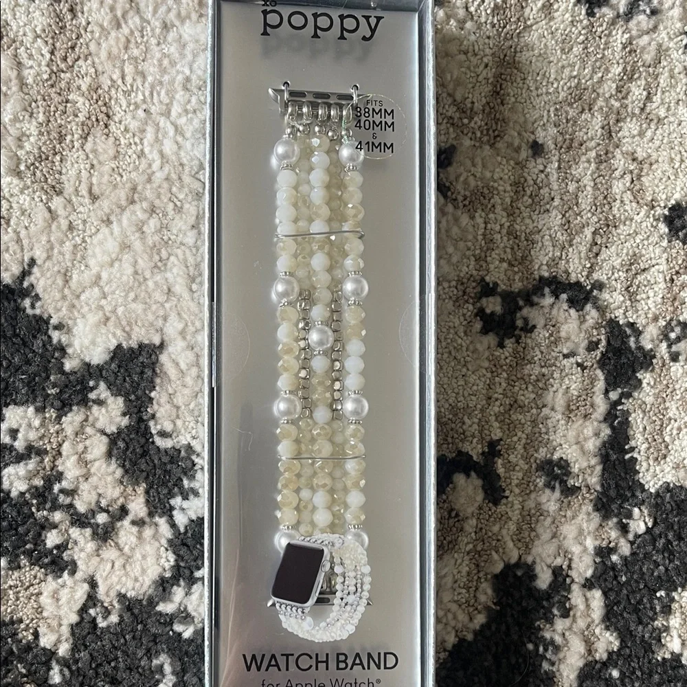 Poppy Cream Beaded Watch Band for Women